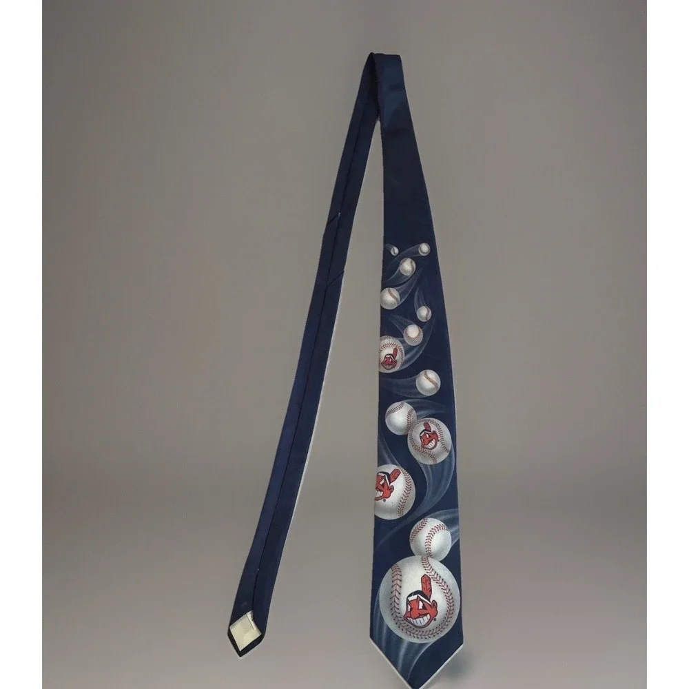 Ralph Marlin Cleveland Indians Necktie Mens OS Blue Baseball MLB Vintage 1994